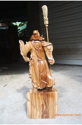 佛缘木雕 香樟木关公武财神摆件，家居古玩的守护神